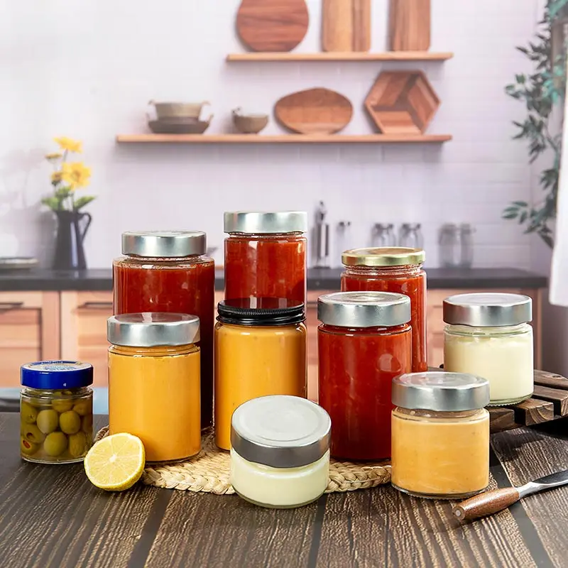 Customized Shape 106ml 212ml 314ml Honey Juice Glass Storage Jar with Deep  Metal Lid - China Glass Jar, Round Glass Jar