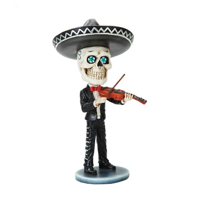 Bone Colored Day of the Dead Sugar Skull Man Bobble Head