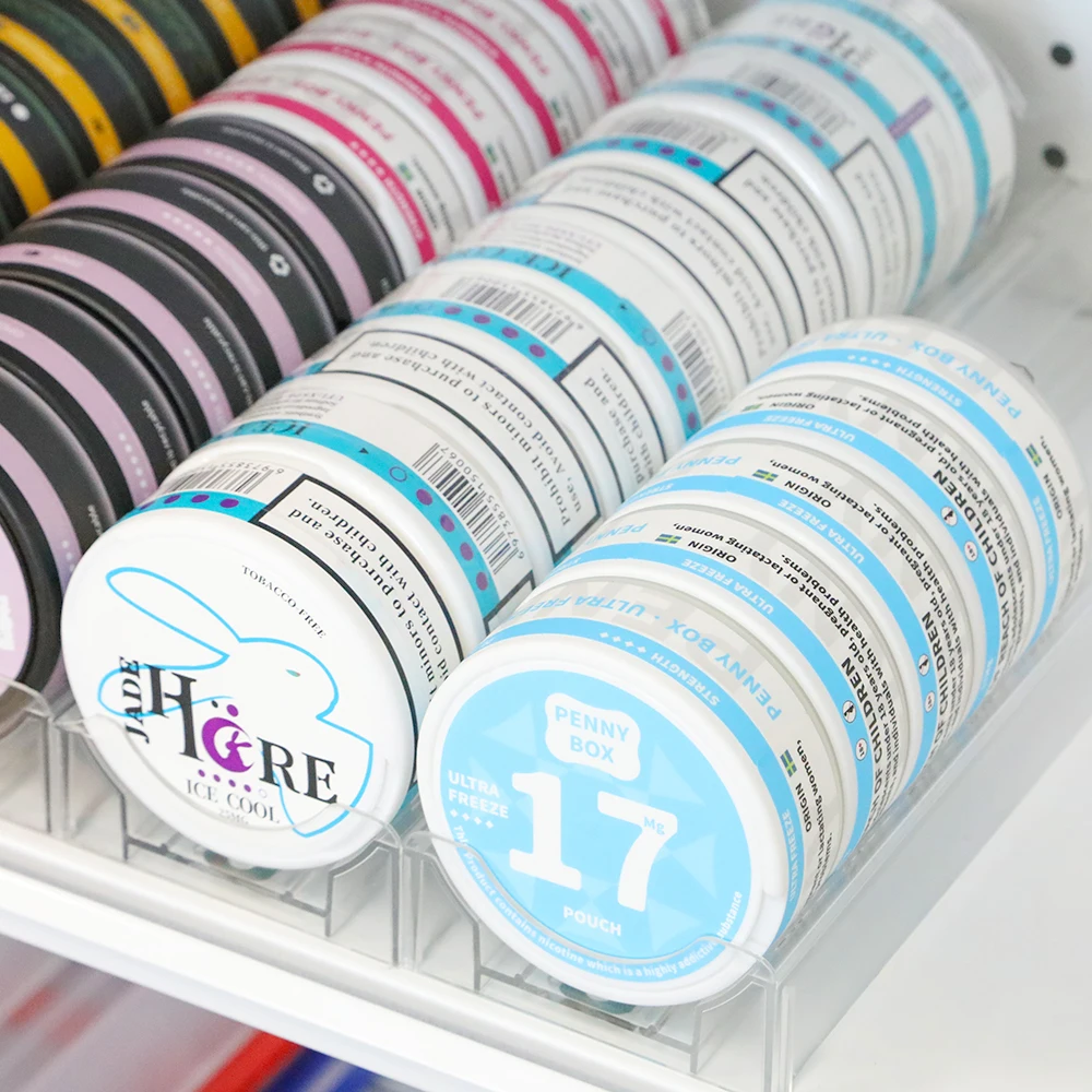 Support automatique à ressort pour cigarettes, tabac et produits à base de  nicotine, système de poussée, présentoir pour sachets de nicotine, plateau,  étagère à snus, pousseur