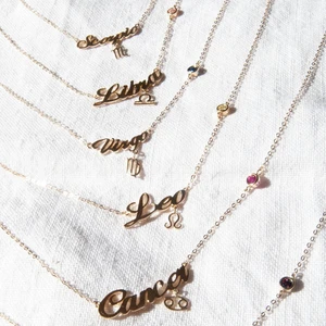 Bezel Cubic Zirconia Zircon Birthstone Zodiac Star Sign Necklace 925 Sterling Silver Zodiac Pendant Necklace With Star Signs