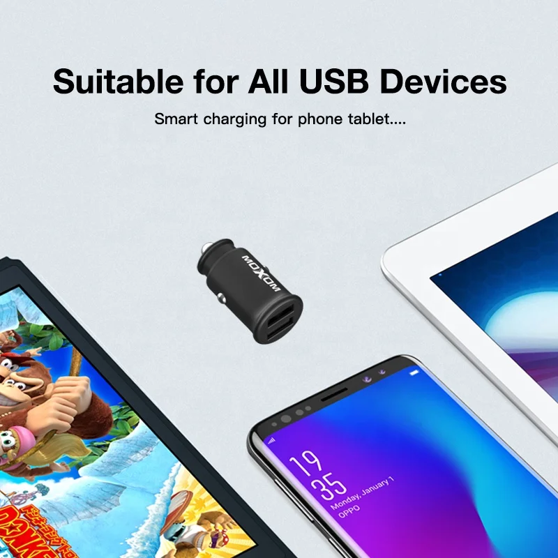 
 Автомобильное зарядное устройство MOXOM с USB-портом и поддержкой быстрой зарядки, 4,8 А  