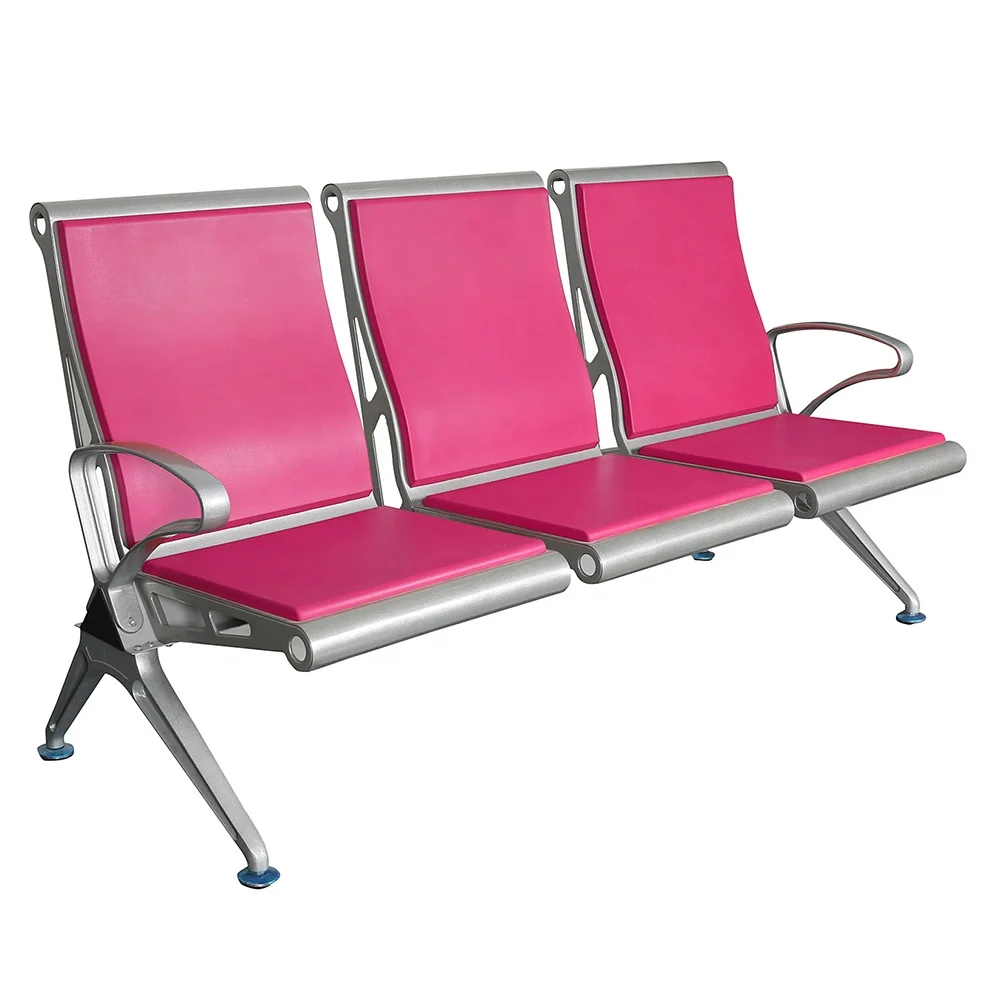 Beauty Salon Reception Waiting 3 4 5 Seater Price Airport Public Seating Bench Silver Steel Bus Stop Chair for Public YA-J108P1
