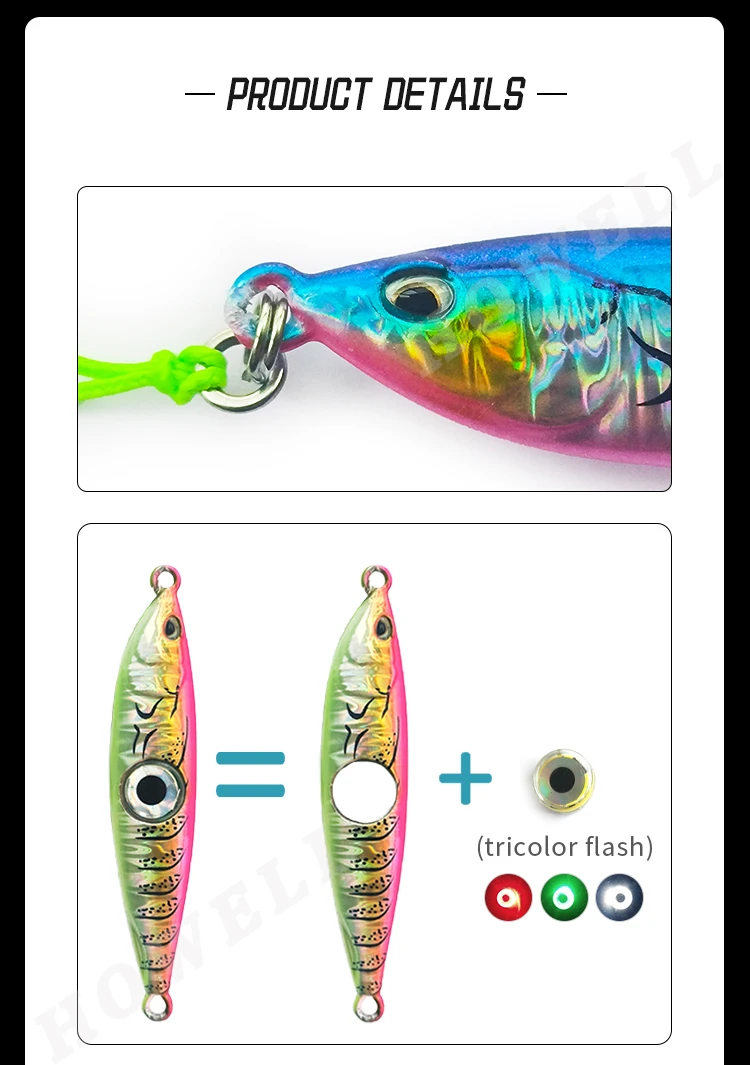 OEM LED Light Flasher Fast Jig 60g 80g Speed Fall Fishing Luers Metal ...