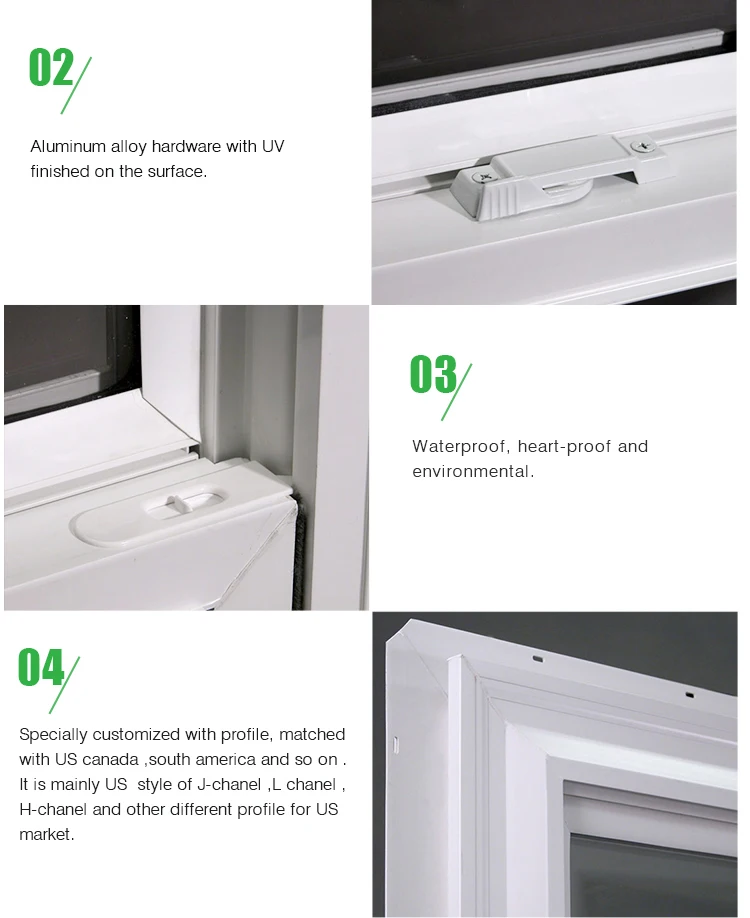 Standard Design Double Glazed Hung Casement Upvc Pvc Vinyl Sliding