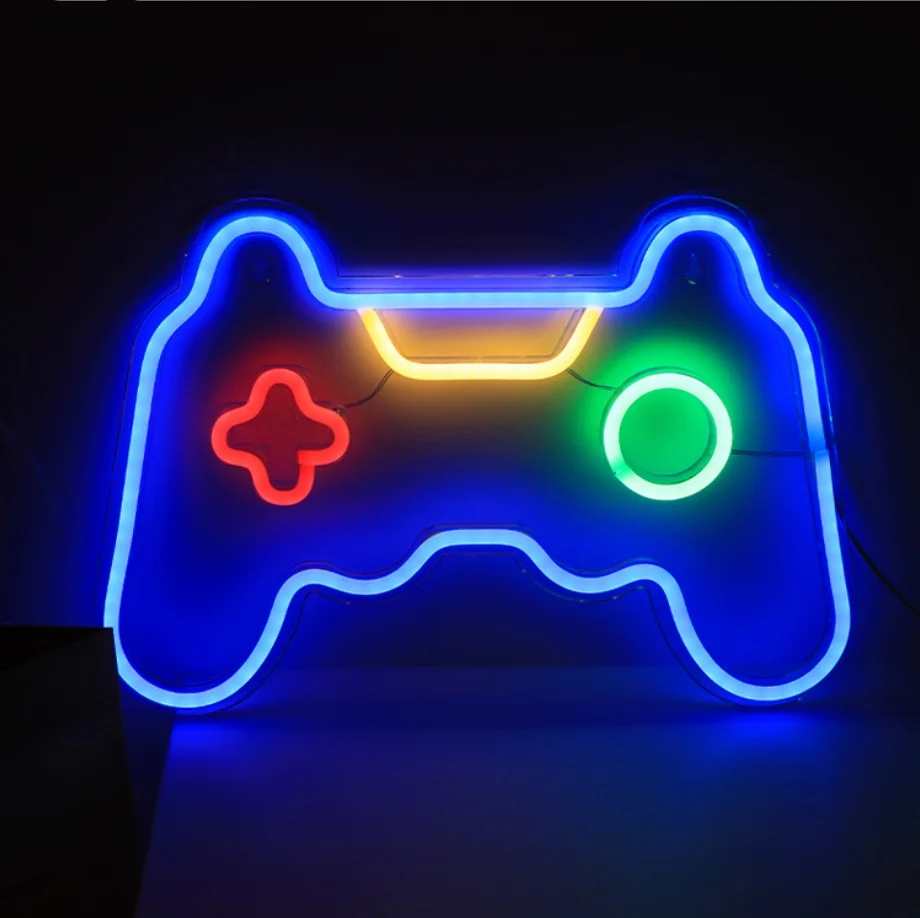 Enseigne Lumineuse Néon Manette De Jeu - Déco Gaming USB - 10-100% Luminosité
