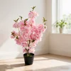 Albero in vaso di fiori di ciliegio artificiali rosa da 90 cm
