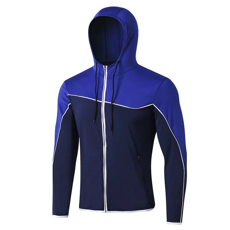 Mens Hooded Sport Jacket Lightweight Slim Fit Full Zip Up Long Sleeve Performance Training Hoodie Workout Running Track Jackets