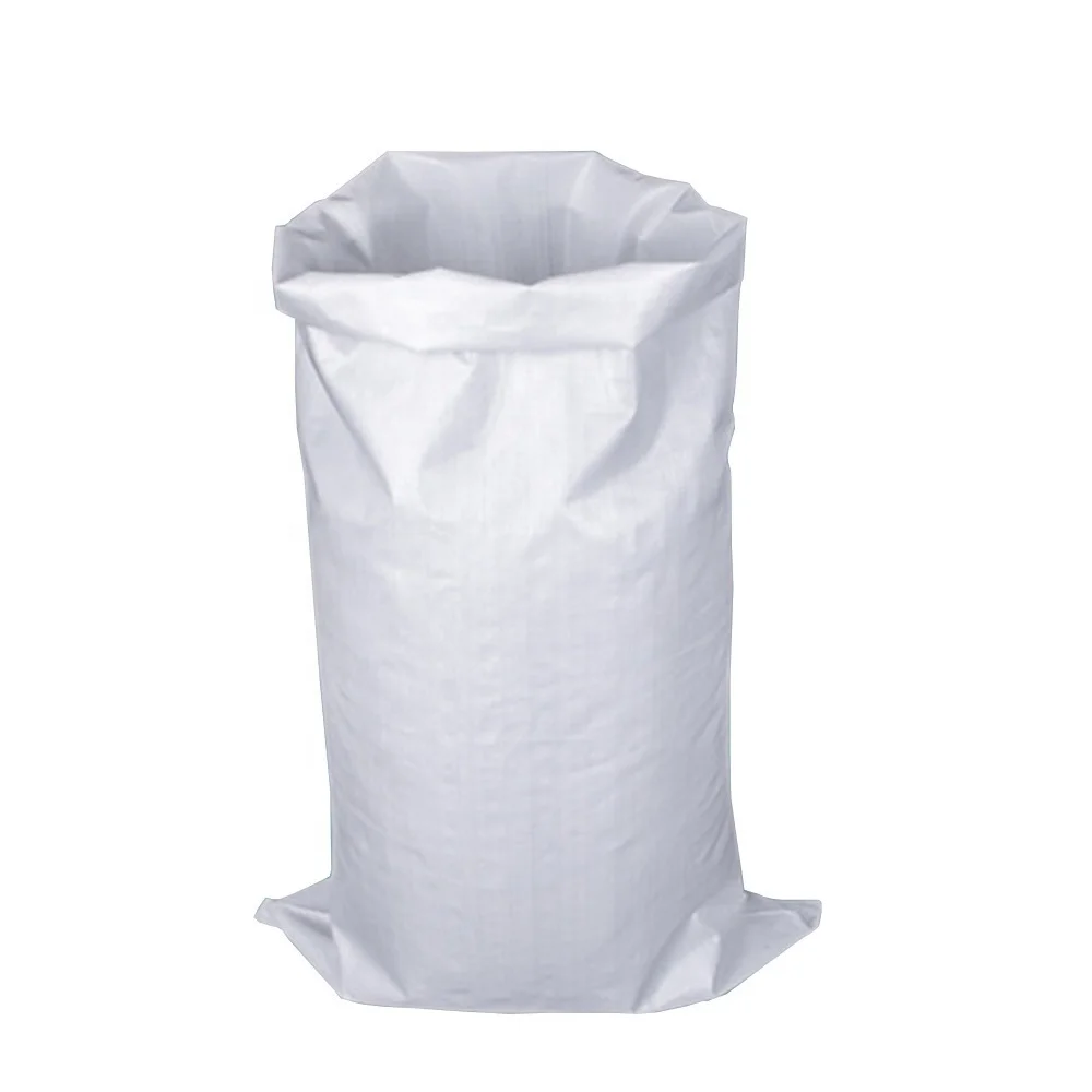 factory price OEM 25kg 50kg white color recycle packaging pp woven bag for rice flour fertilizer