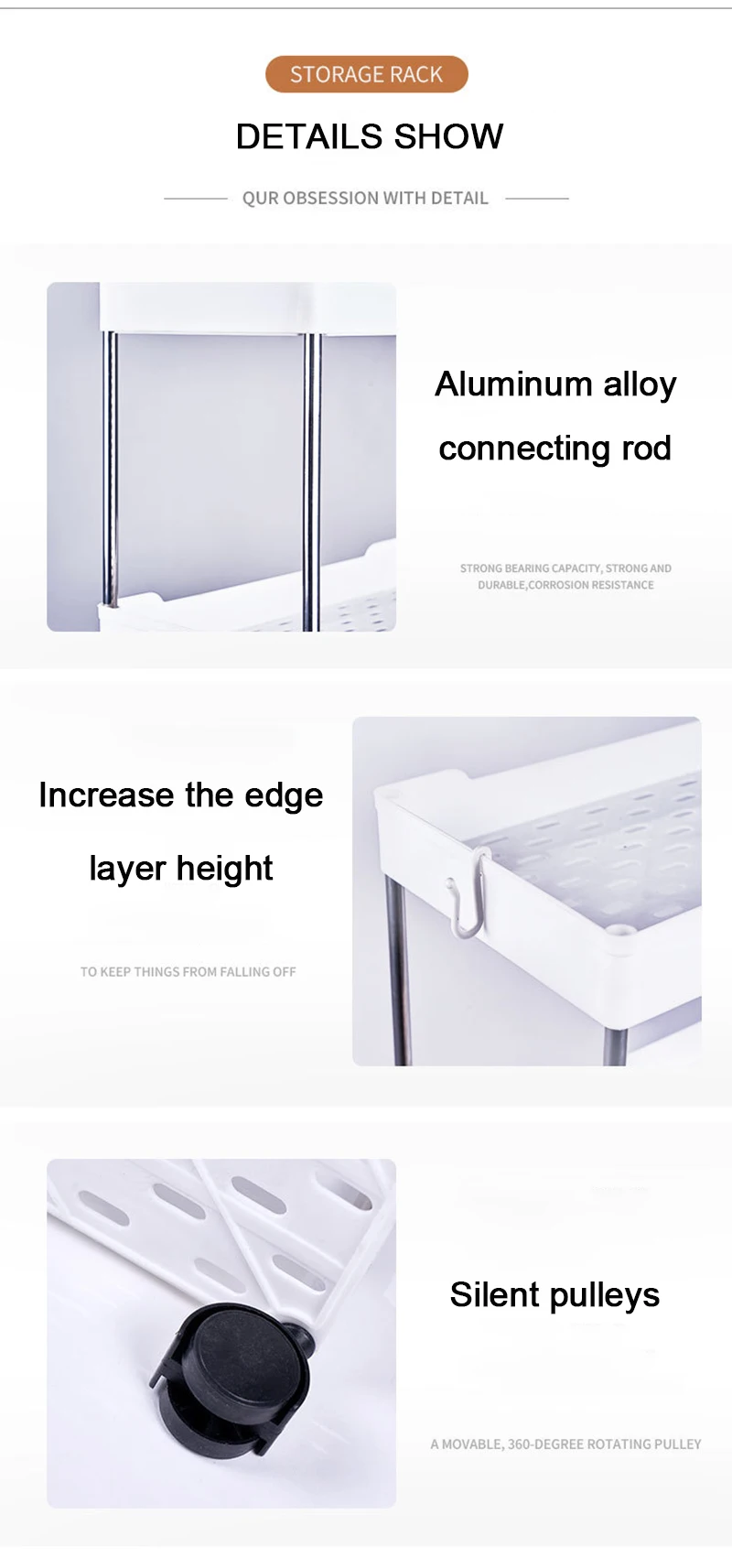 PP Plastic Multilayer Save Space Crack Shelf Bathroom Gap Holder Removable Rack Kitchen Narrow Storage Racks Kitchen Organizer