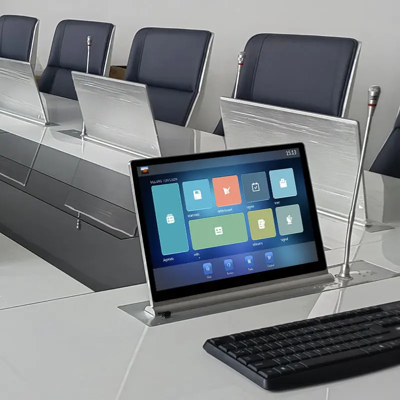 21 Inch Motorized Pop Computer LCD Monitor Lift for Paperless Conference System for Meeting Use in Conference Rooms