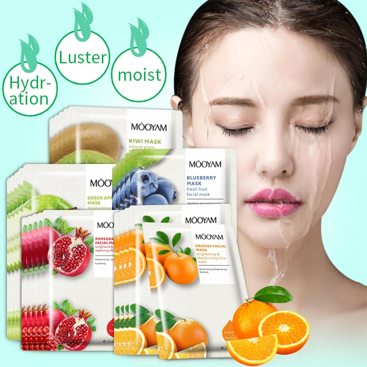 Customized Private Label Blueberry Repair Face Sheet Mask Korean Beauty Nourishing Collagen Crystal Fruit Facial Mask