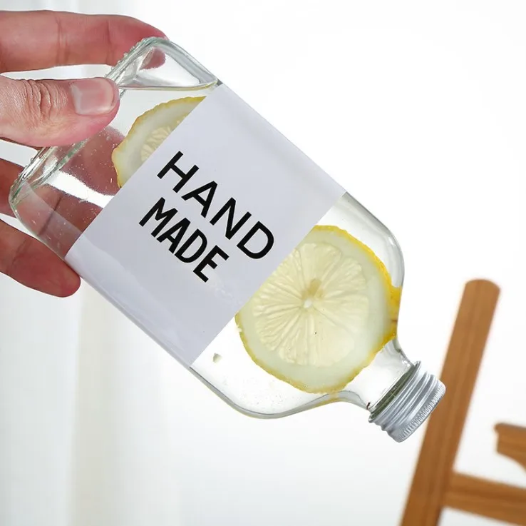 Clear Empty Cold Brew Coffee Juice Water Wine Rectangle Glass Bottle for Beverage Wine Liquor Tea Milk