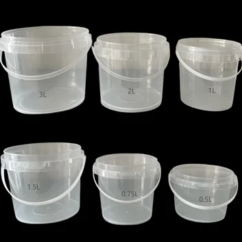Custom Plastic Container with lid 300ml 500ml 750ml 1L Clear Bucket Food Container