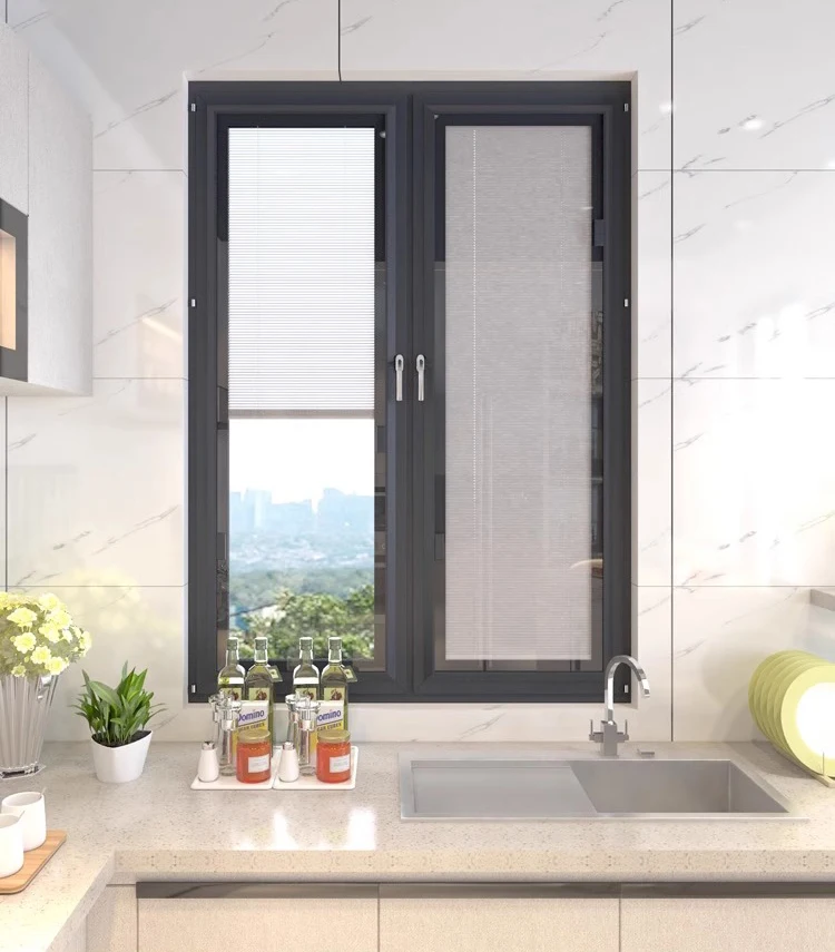 Magnetic Control Built-In Blinds Between Glass Shutter Window Blinds for Oriel Windows