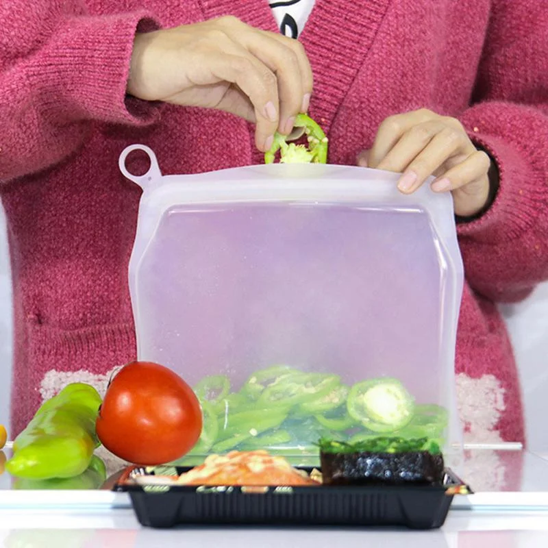 product silicone food storage bag 1000ml foldable reusable fresh keeping leakproof freezer safe airtight eco friendly snack container-5