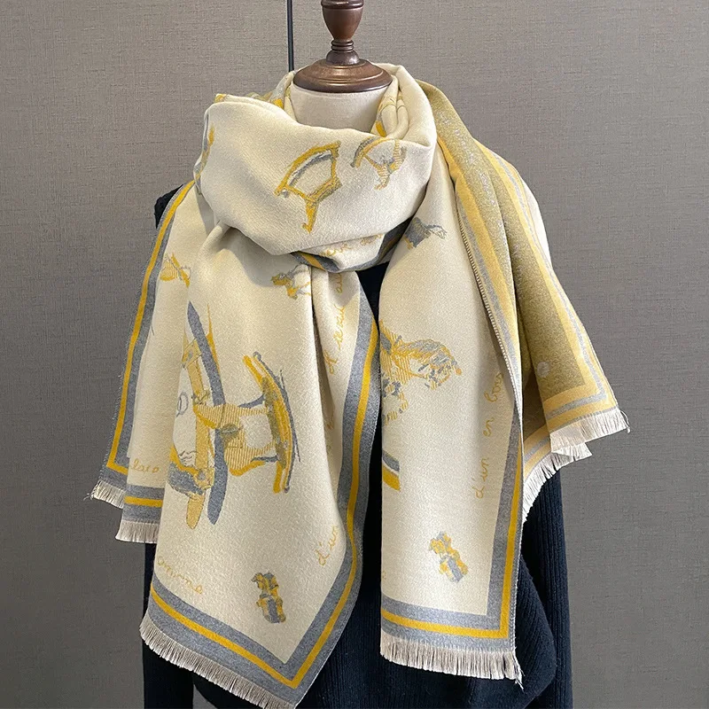 2023 Luxury Pashmina Equestrian Shawls Scarf Wrap Winter Female