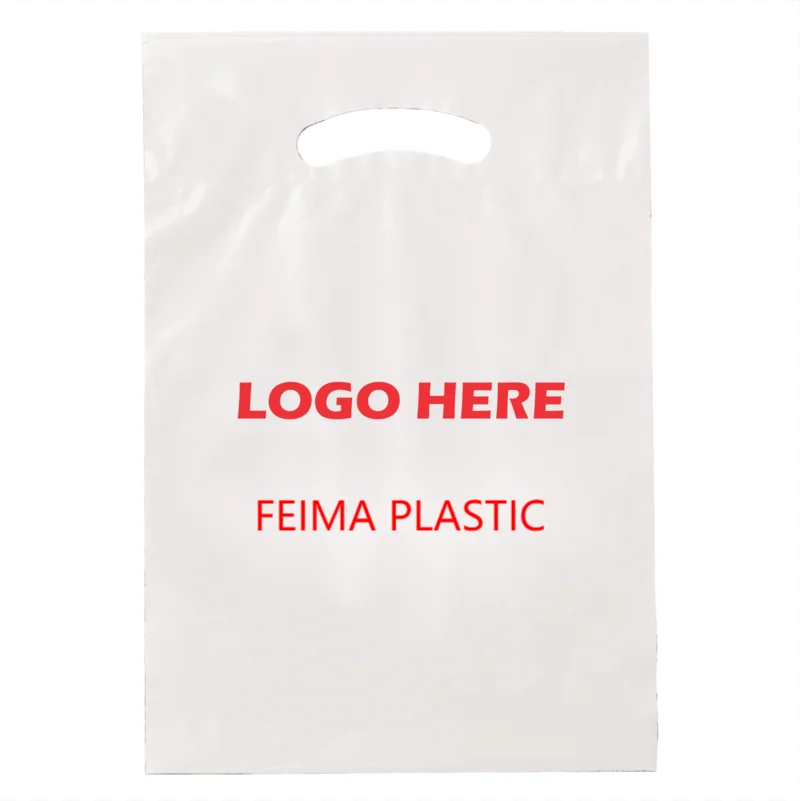 Custom Printed Logo Design Ldpe Hdpe Handle Plastic Bag Die Cut Bag Shopping Bag for Clothing Shoe Packing