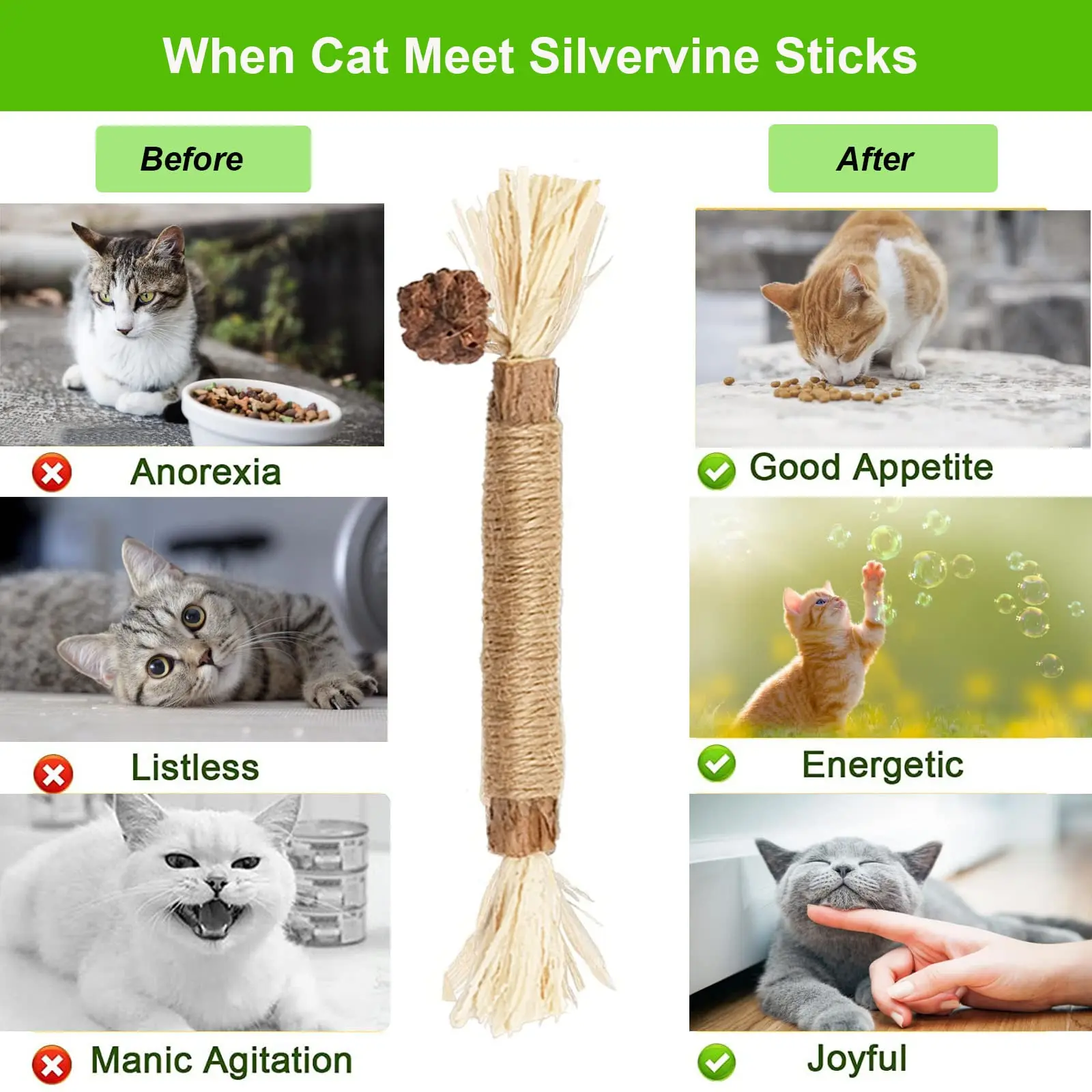 Cat Toys Natural Indoor Interactive Catnip Teeth Cat Chew Toy Matatabi Stick for Cats