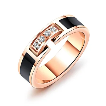 Factory Supply Stainless Steel 30 Year Anniversary Rose Gold Diamond Jewellery Ring