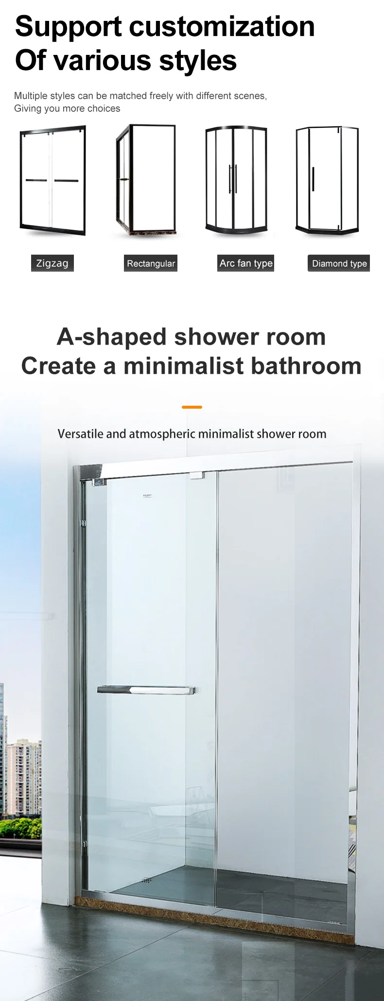Luxury Hotel Customizable Sliding Door Shower Room Cubicle Bathroom ...