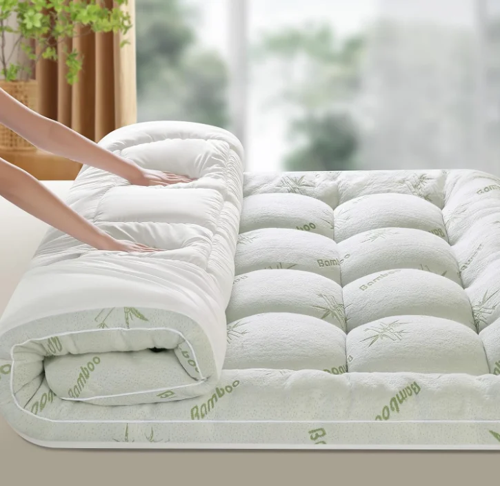 Popular Deep Pocket Soft Down Alternative Filling 3 Inch Thick Foldable Queen Size Bamboo Fabric Mattress Topper for Back Pain