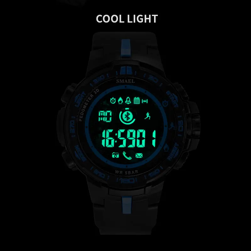 SMAEL 8012 Stylish Stylish Man Digital Watch 2022 Stainless Steel Water Resist LED Light Chronograph Sports Wrist Watch