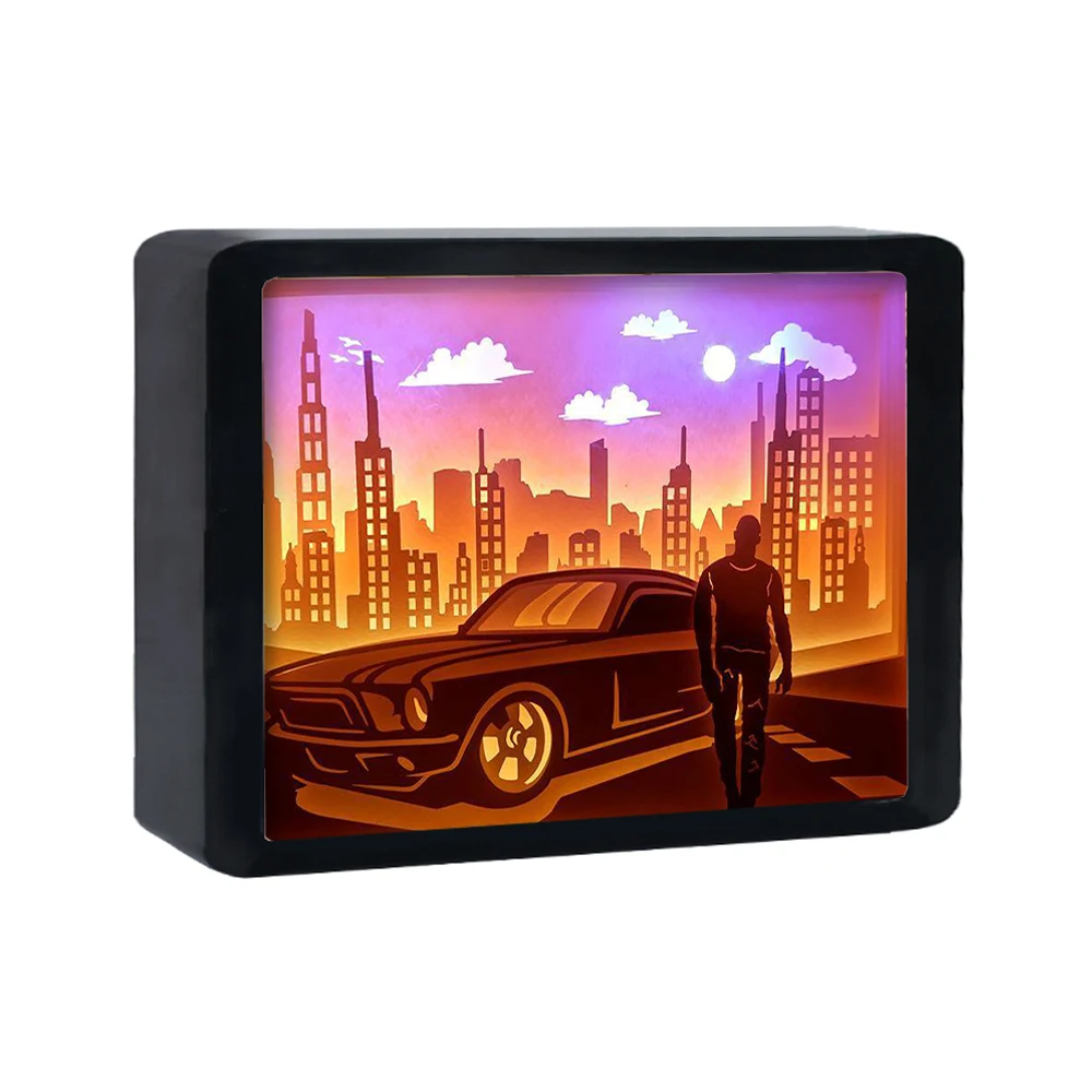 Fast and Furious Paper Cut Led Light Box Famous Movie Character Illustration Handmade Birthday Gift Paper Carving Lamp