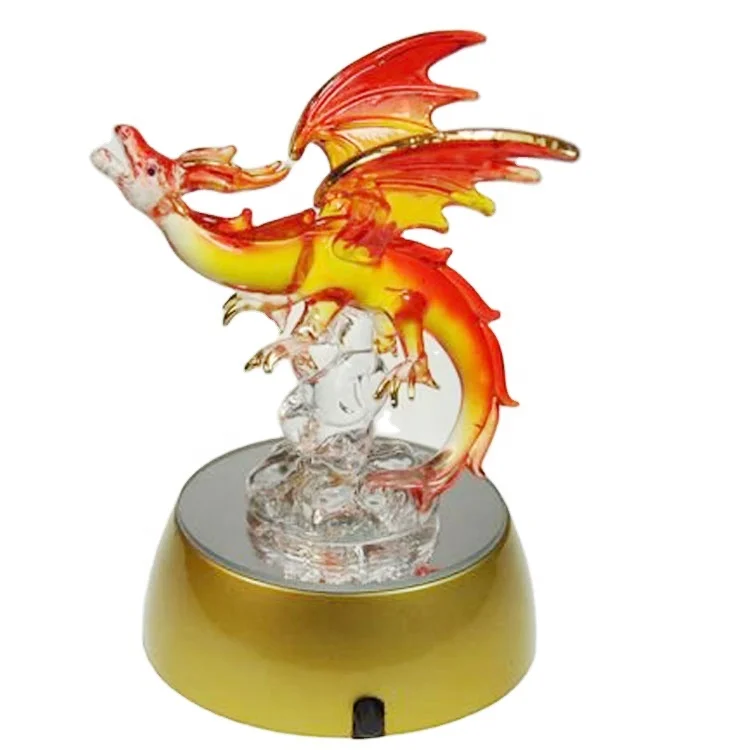 Easter decoration handmade glass dragon figure with base led glass decoration