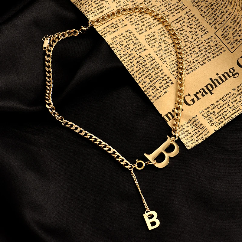 Ювелирные изделия Aimgal титановая сталь буквенная цепочка до ключиц для женщин простое ожерелье индивидуальный нишевой дизайн чокер