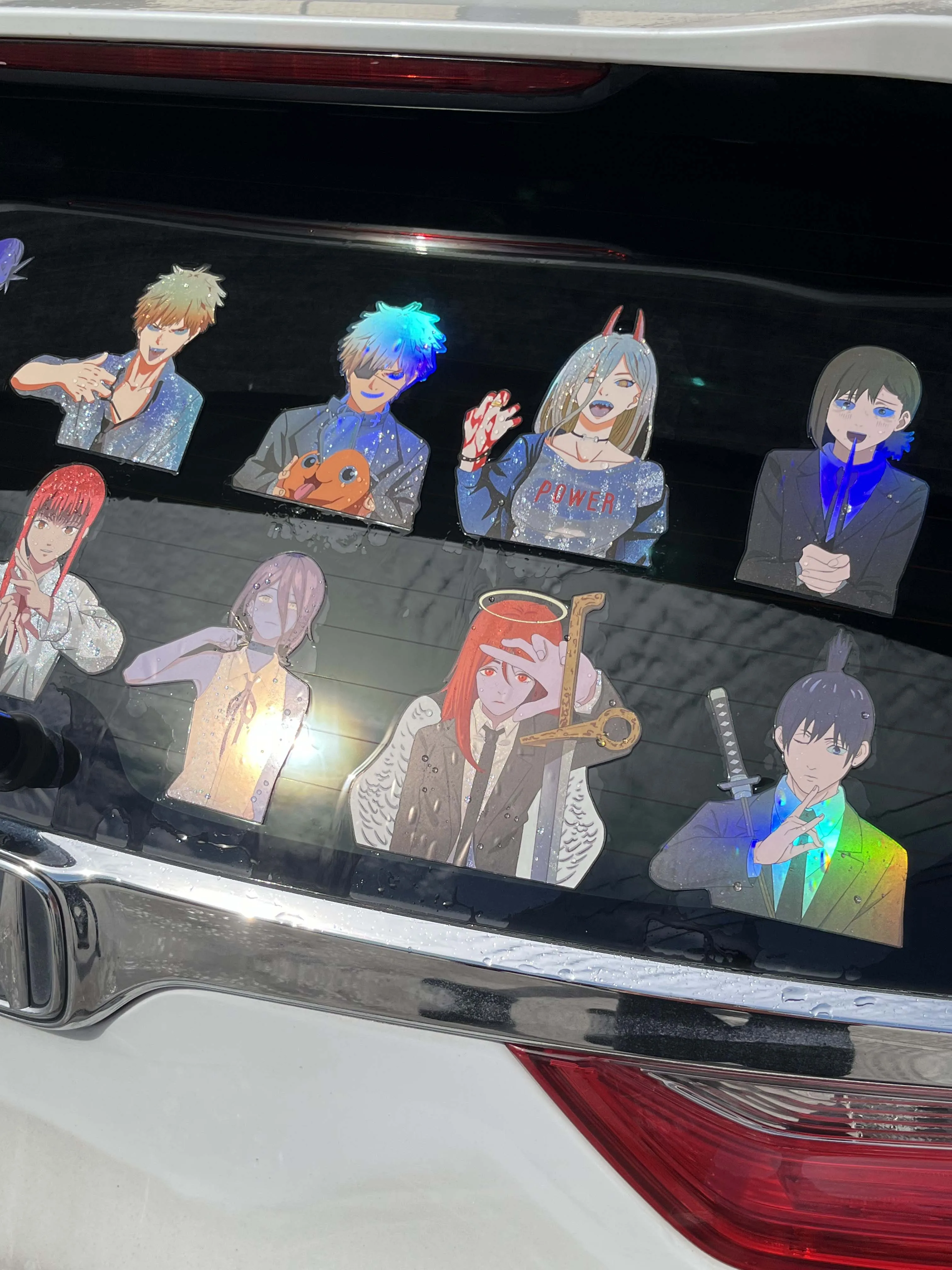 Wholesale Chainsaw Man Cartoon Holographic Anime Laser Stickers Waterproof Lenticulaire Car