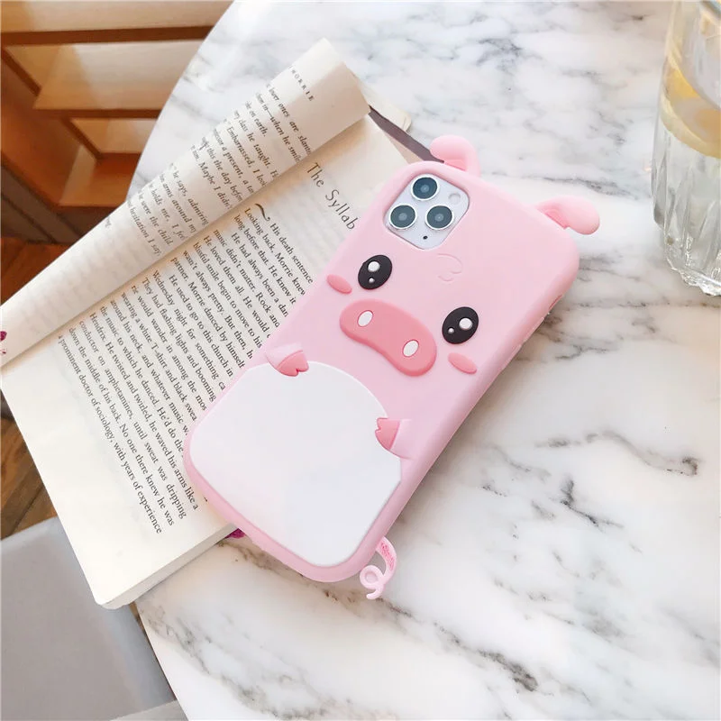  iPhone XR Case,YUJINQ 3D Cute Cartoon White Belly Pig Soft  Silicon Case Cover (Pink, iPhone XR) : Cell Phones & Accessories