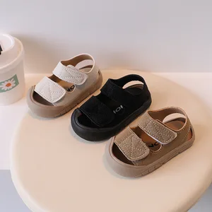 New Design Summer Non-Slip Beach Shoes Toddler Open Toe Soft Sole Solid Color Baby Boys Girls Sandals