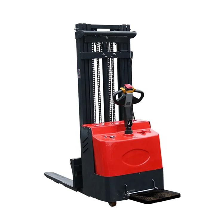 Stand on Full electric stacker 2tons 3m 4m 5m forth handling pallet stacker forklift strong bearing capacity on sale