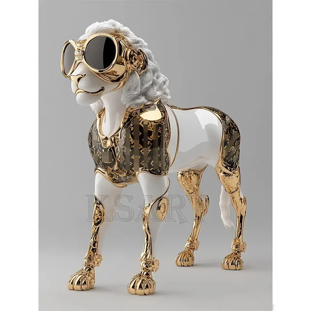 Modern Technology-themed lion Sculpture Robot. Suitable for Use As a Decorative Item in Living Rooms or Study Areas.