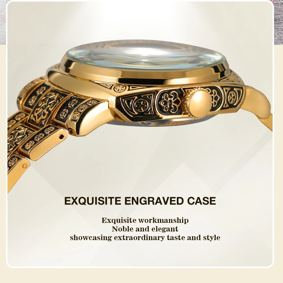 Forsining Men's Automatic Mechanical Watch Vintage Hollow Style_voghion.com