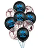 Black with blue rose gold confetti