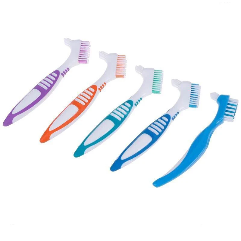 oral care y shape double head denture brush tooth brush for