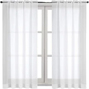 Rod Pocket Semitransparent Grommet White  Sheer Curtain Fabric for Bedroom Ready Made Sheer Curtain