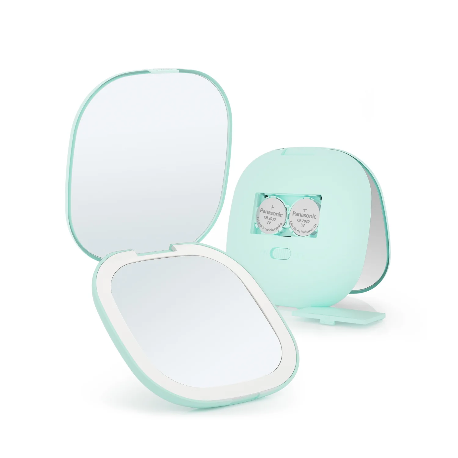 Custom Logo Travel Foldable Handheld Hand Held Make up Small Mini Makeup Mirror With Led Light Compact Pocket Mirror