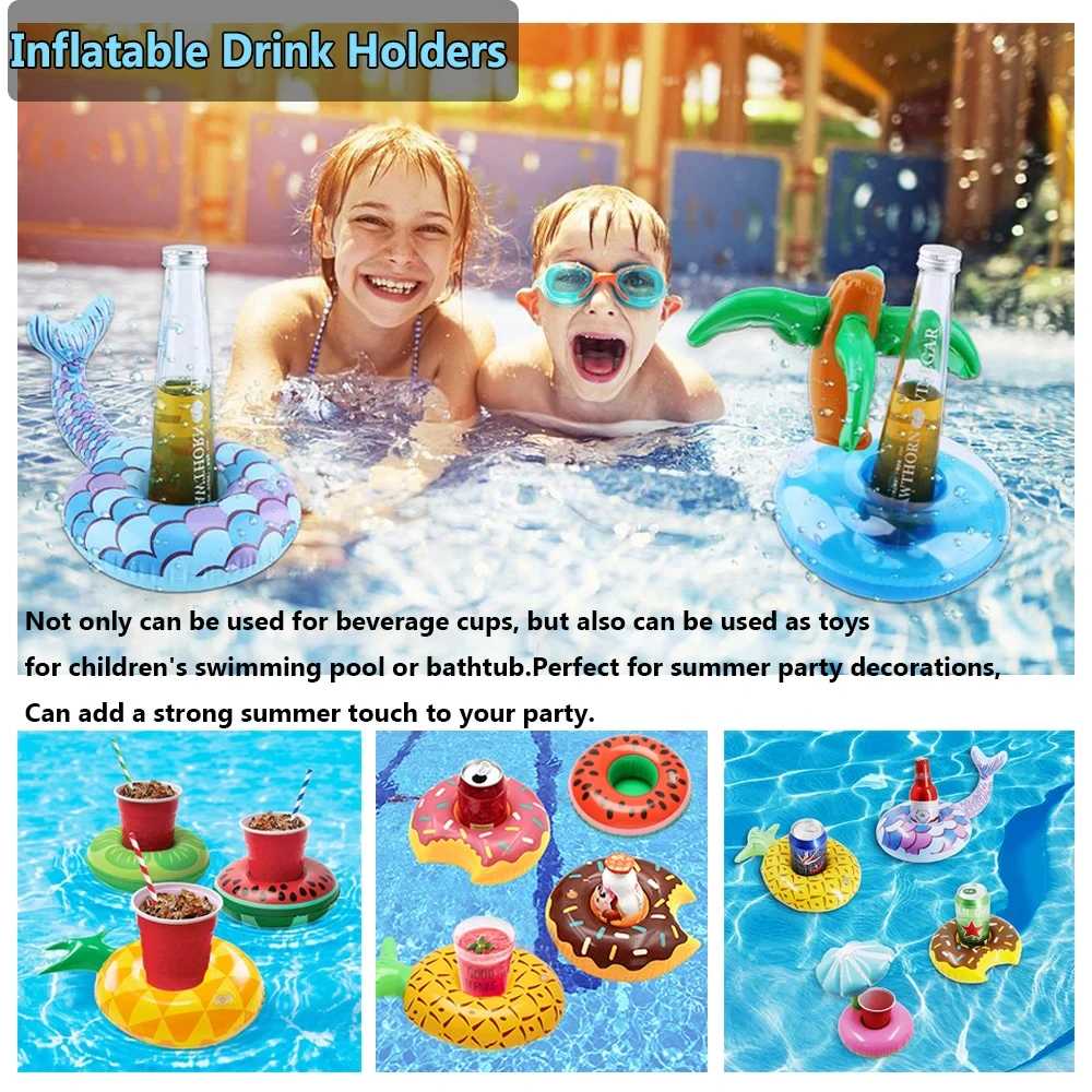 Inflatable PVC Drink Holder for Swimming Pool Kids Floats with Drink ...