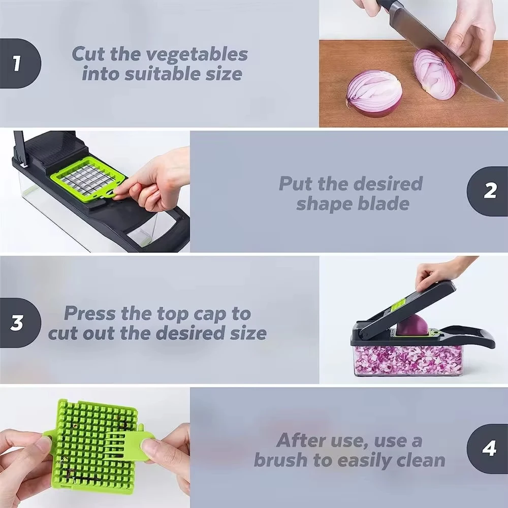 14/16 in 1 Multifunctional Vegetable Chopper Manual Food Chopper Vegetable Slicer Dicer Mandoline Vegetable Cutter