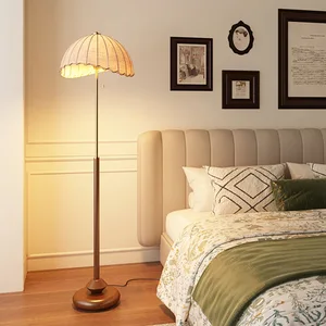 JACKSUN Wabi-Sabi Vintage Living Room Bedroom Study Ambient Lighting Solid Walnut Wood Premium French Antique Floor Lamp