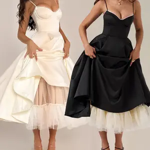 Custom Lady Elegant Slim Backless Dress for Women Fashion Suspender Dress Manufacture Summer Female Party Evening Robes Vestidos