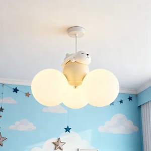 JACKSUN Cream Style Living Room Chandelier Iron Hanging Adjustable Height Panda Dining Table Bar Pendant Lamp Lighting Modern