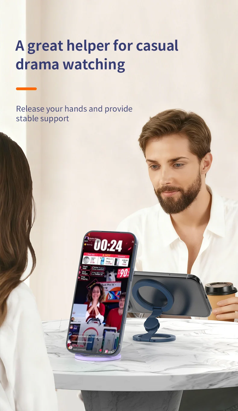 Magnetic Phone Holder Fingertip Gyroscope Design Foldable Dual Axis Stable Stand for Smartphone
