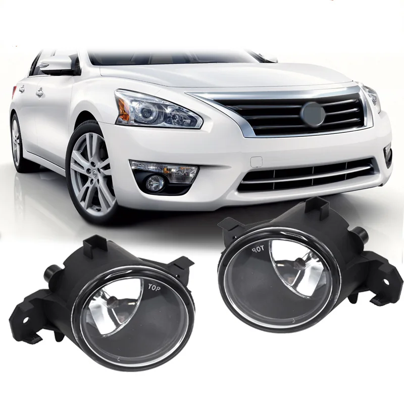 Bumper Fog Lights Lamps Clear Lens Left & Right Chrome Black Bezel Fog Lights Kit for 2013 2014 2015 Nissan Altima