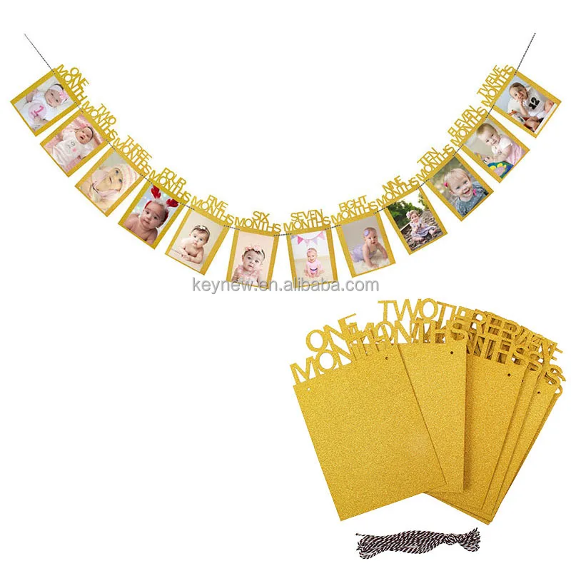 Happy Birthday Photo Frame Banner For Family First Party Decoration Kids Baby Boy Girl My 1st One Year Supplies 12 Month Buy 1st Birthday Photo Bunting Garland 12 Month Photo Banner Birthday