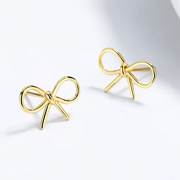 CANNER 2024 New Bow Ear Stud Ribbon 925 Sterling Sliver Earings Jewelry For Women Girls Wholesale