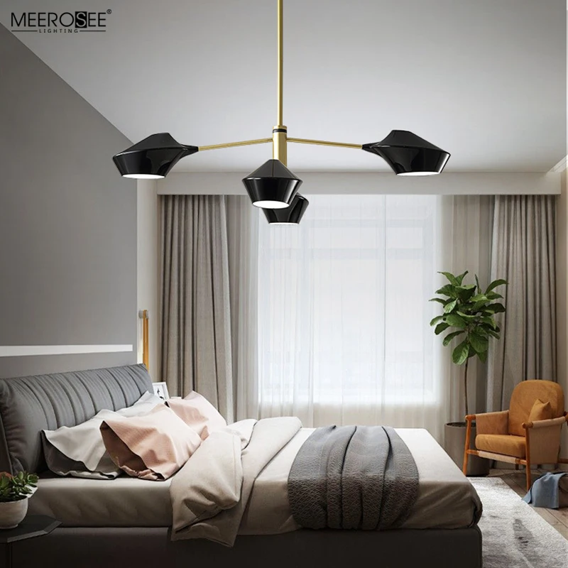 Meerosee Black Pendant Light Modern Decorative Metal Cheap Chandelier Light For Hotel Suspension Light MD86772