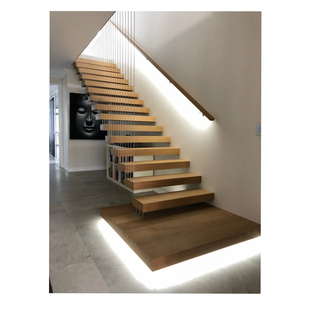 ACE Float Stairs Wooden Step Hidden Stringer Floating Modern Staircase for Indoor